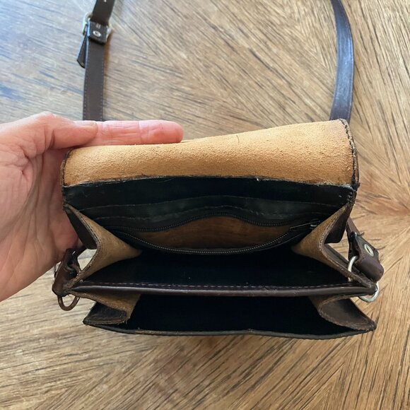 Vintage Aldo Small Crossbody Leather Bag - Dark Brown - Picture 2 of 9